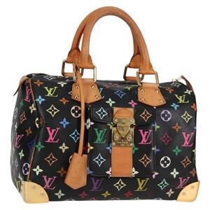 LOUIS VUITTON Monogram Multicolor Speedy 30 Hand Bag Black M92642